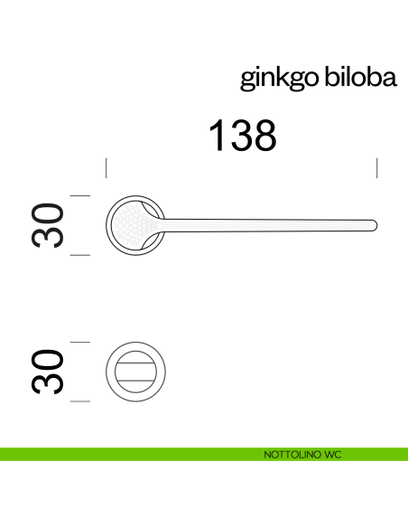 Maniglia per porta Ginkgo Biloba dnd handles con rosetta minimale Unico nottolino wc