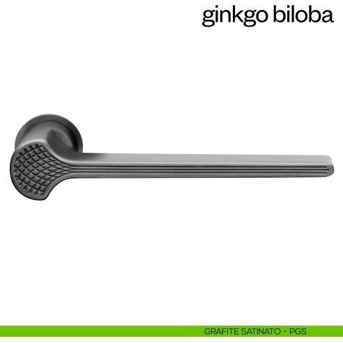Maniglia per porta Ginkgo Biloba dnd handles con rosetta minimale Unico pvd grafite satinato