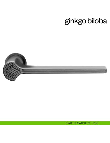 Maniglia per porta Ginkgo Biloba dnd handles con rosetta minimale Unico pvd grafite satinato