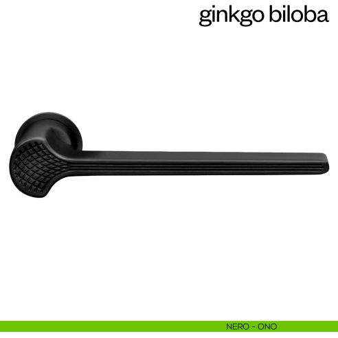 Maniglia per porta Ginkgo Biloba dnd handles con rosetta minimale Unico nero
