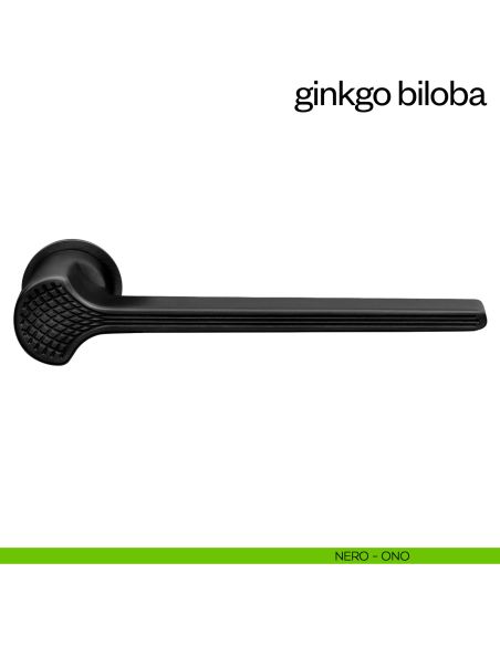Maniglia per porta Ginkgo Biloba dnd handles con rosetta minimale Unico nero