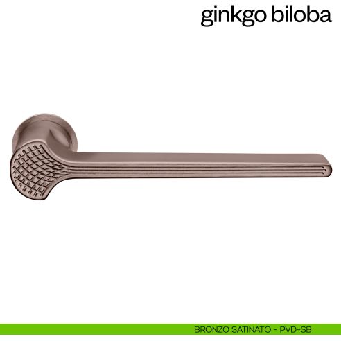 Maniglia per porta Ginkgo Biloba dnd handles con rosetta minimale Unico bronzo satinato