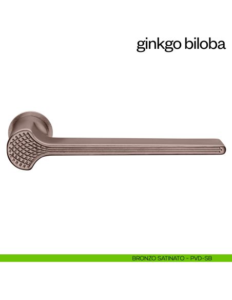 Maniglia per porta Ginkgo Biloba dnd handles con rosetta minimale Unico bronzo satinato