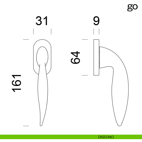 Maniglia per finestra martellina DK Go dnd disegno