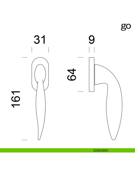 Maniglia per finestra martellina DK Go dnd disegno