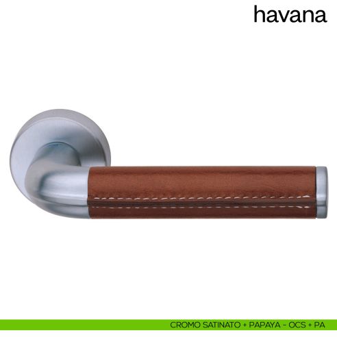 Maniglia per porta Havana dnd Handles cromo satinato + papaya