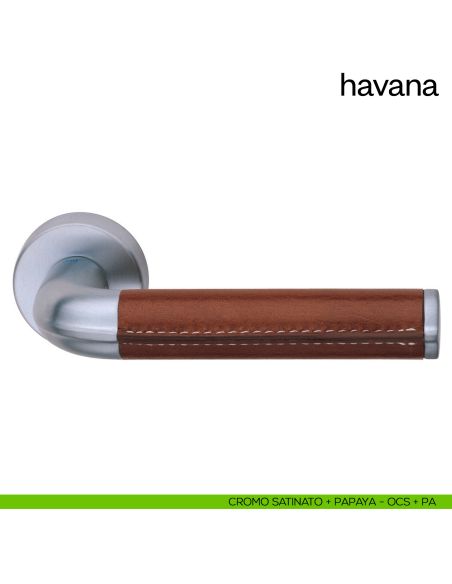 Maniglia per porta Havana dnd Handles cromo satinato + papaya