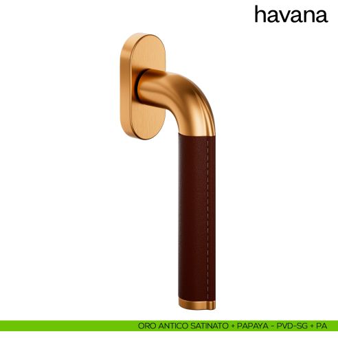 Maniglia per finestra martellina DK Havana dnd oro antico satinato + papaya