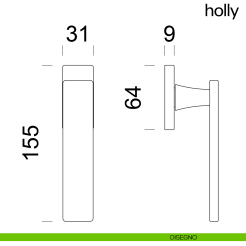 Maniglia per finestra martellina DK Holly dnd disegno