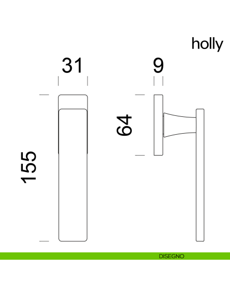 Maniglia per finestra martellina DK Holly dnd disegno