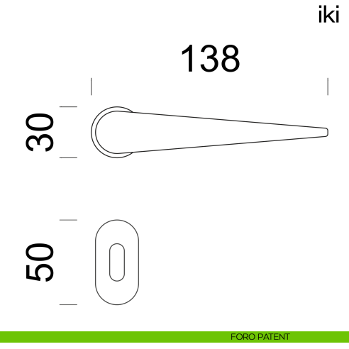 Maniglia per porta Iki dnd handles con rosetta minimale Unico foro patent