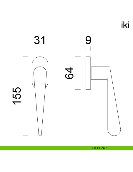 Maniglia per finestra martellina DK Iki dnd disegno