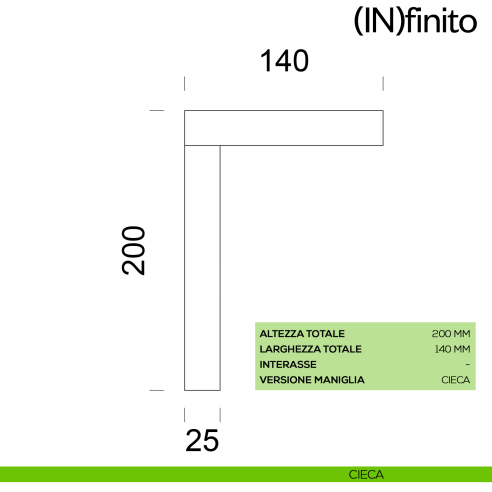 Infinito dnd handles placca corta cieca