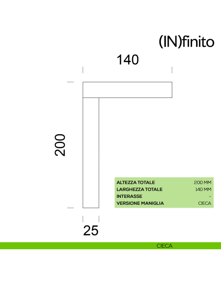 Infinito dnd handles placca corta cieca