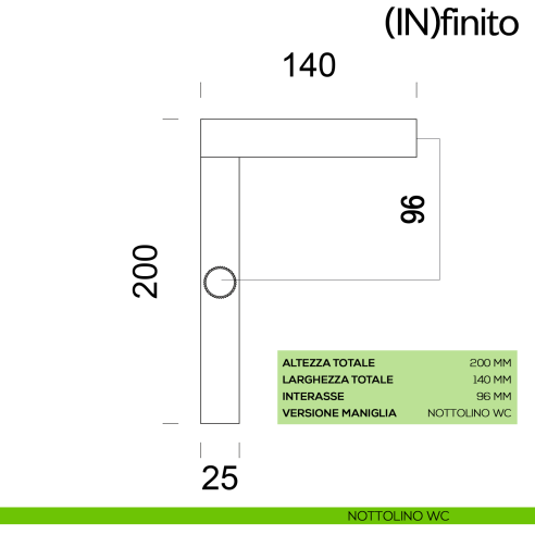 Infinito dnd handles placca corta nottolino wc 96