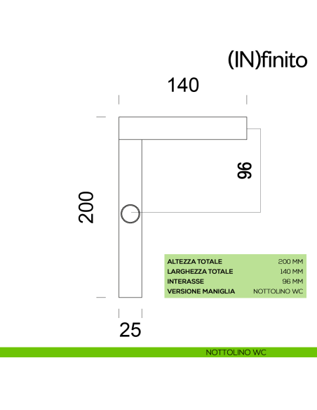 Infinito dnd handles placca corta nottolino wc 96