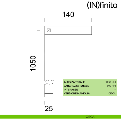 Maniglia per porta Infinito dnd handles placca lunga cieca