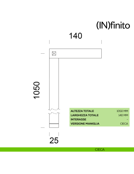 Maniglia per porta Infinito dnd handles placca lunga cieca