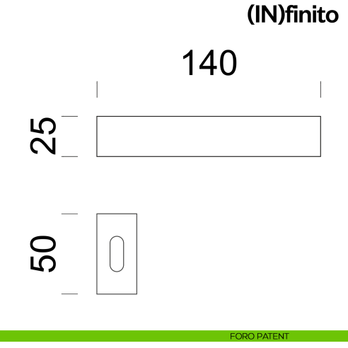 Maniglia per porta Infinito dnd handles su rosetta minimale foro patent