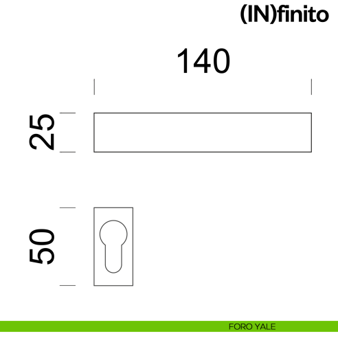 Maniglia per porta Infinito dnd handles su rosetta minimale foro yale