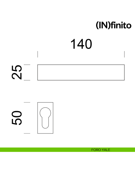 Maniglia per porta Infinito dnd handles su rosetta minimale foro yale