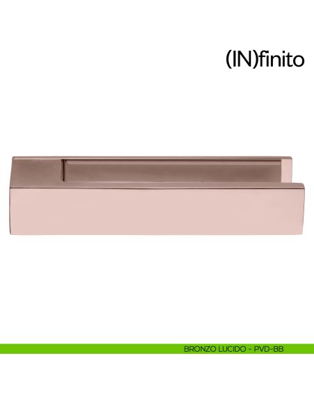 Maniglia per porta Infinito dnd handles su placca orizzontale bronzo lucido