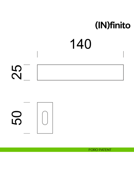 Maniglia per porta Infinito dnd handles su placca orizzontale foro patent