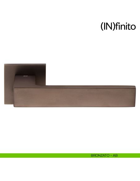Maniglia per porta Infinito dnd handles con rosetta quadrata bronzato