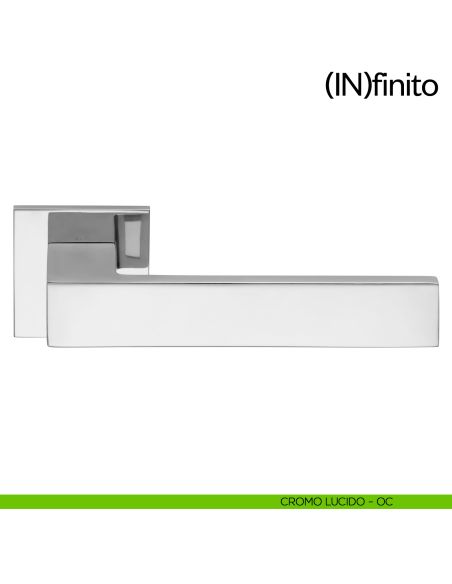 Maniglia per porta Infinito dnd handles con rosetta quadrata cromo lucido