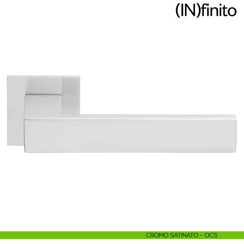 Maniglia per porta Infinito dnd handles con rosetta quadrata cromo satinato