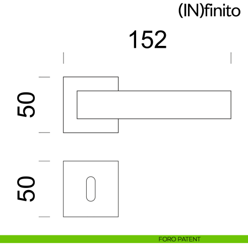 Maniglia per porta Infinito dnd handles con rosetta quadrata foro patent