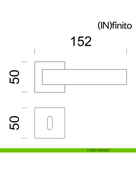 Maniglia per porta Infinito dnd handles con rosetta quadrata foro patent