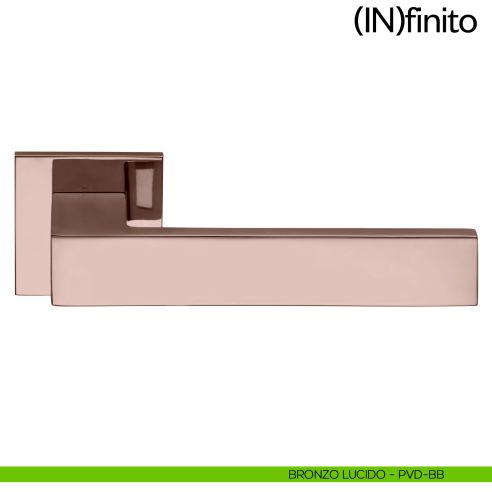 Maniglia per porta Infinito dnd handles con rosetta quadrata bronzo lucido