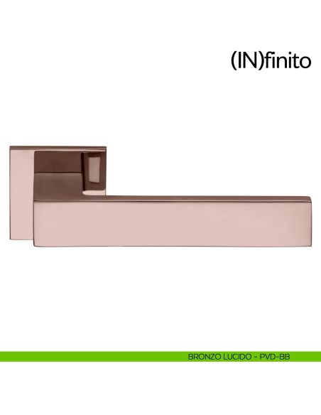 Maniglia per porta Infinito dnd handles con rosetta quadrata bronzo lucido