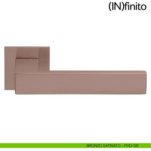 Maniglia per porta Infinito dnd handles con rosetta quadrata bronzo satinato