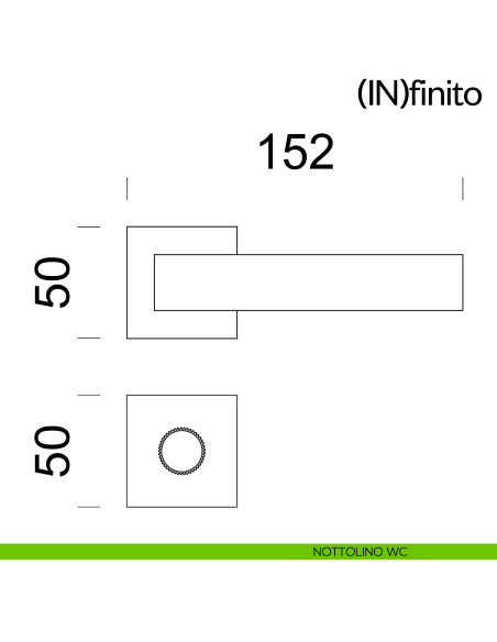 Maniglia per porta Infinito dnd handles con rosetta quadrata nottolino wc