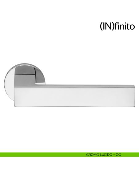 Maniglia per porta Infinito dnd handles con rosetta tonda cromo lucido