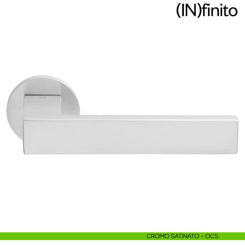 Maniglia per porta Infinito dnd handles con rosetta tonda cromo satinato