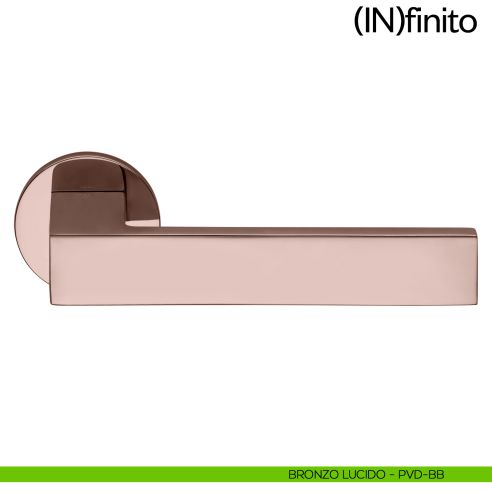 Maniglia per porta Infinito dnd handles con rosetta tonda bronzo lucido