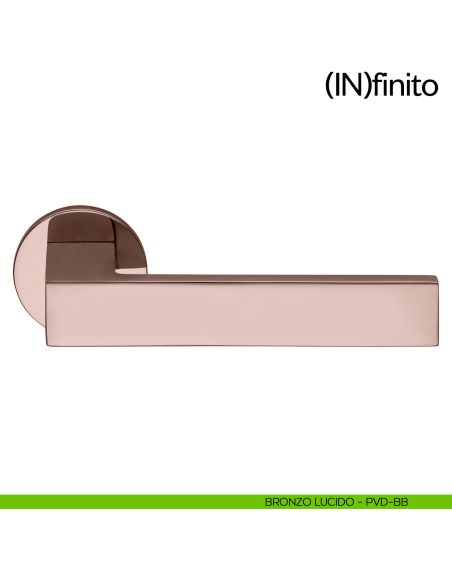 Maniglia per porta Infinito dnd handles con rosetta tonda bronzo lucido