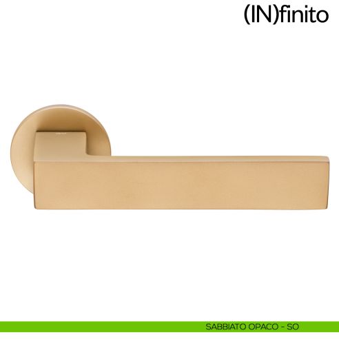 Maniglia per porta Infinito dnd handles con rosetta tonda sabbiato opaco