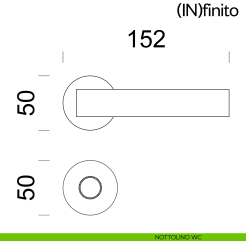 Maniglia per porta Infinito dnd handles con rosetta tonda nottolino wc