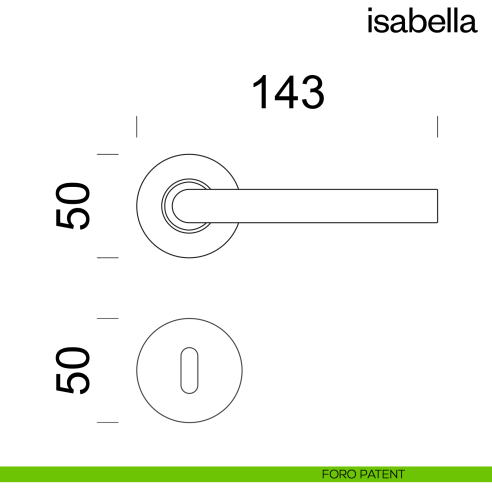 Maniglia per porta Isabella dnd Handles con rosetta fine foro patent