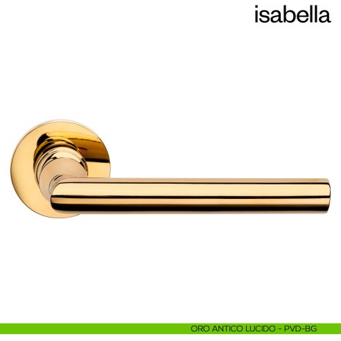 Maniglia per porta Isabella dnd Handles con rosetta fine oro antico lucido