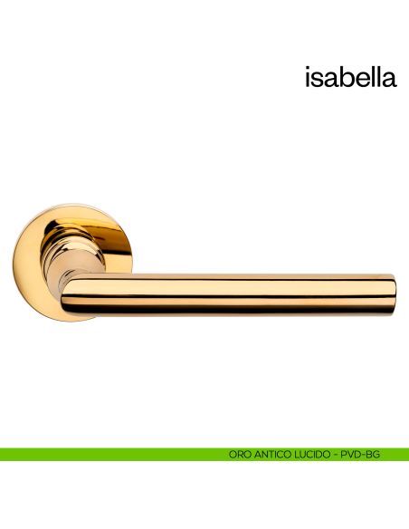 Maniglia per porta Isabella dnd Handles con rosetta fine oro antico lucido