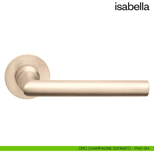 Maniglia per porta Isabella dnd Handles con rosetta fine oro champagne satinato