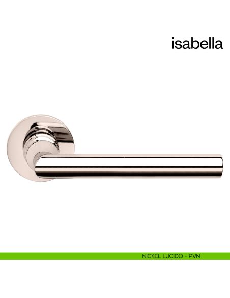 Maniglia per porta Isabella dnd Handles con rosetta fine nickel lucido
