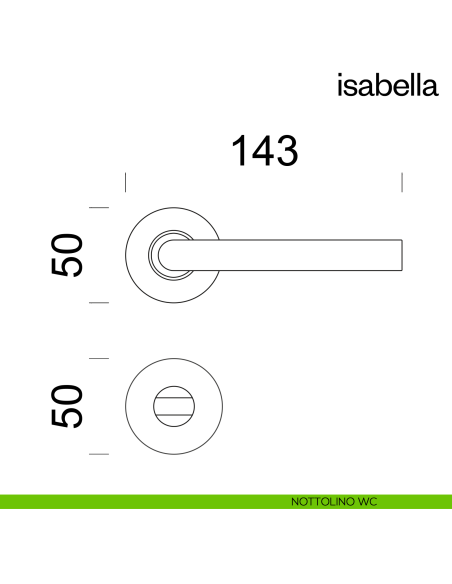 Maniglia per porta Isabella dnd Handles con rosetta fine nottolino wc