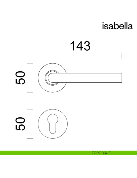Maniglia per porta Isabella dnd Handles con rosetta fine foro yale