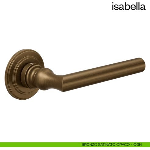 Maniglia per porta Isabella dnd Handles con rosetta artistica bronzo satinato opaco